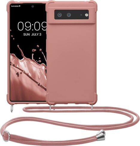 حافظة كروس kwmobile متوافقة مع حافظة Google Pixel 6 - غطاء سيليكون TPU مع حزام - أسود in Saudi Arabia
