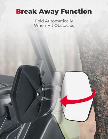 KEMIMOTO UTV Rear View Side and Center Mirror, Steady Convex Wide View Break Away 360 Adjustable Heavy Duty, compatible with Can Am Defender & Defender Max HD5 HD8 HD9 HD10 Can Am Defender Accessories in Saudi Arabia