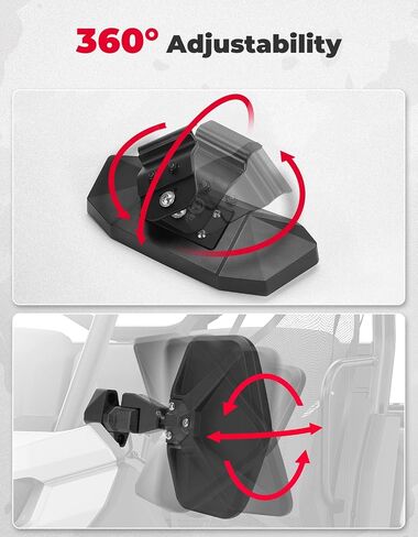 KEMIMOTO UTV Rear View Side and Center Mirror, Steady Convex Wide View Break Away 360 Adjustable Heavy Duty, compatible with Can Am Defender & Defender Max HD5 HD8 HD9 HD10 Can Am Defender Accessories in Saudi Arabia