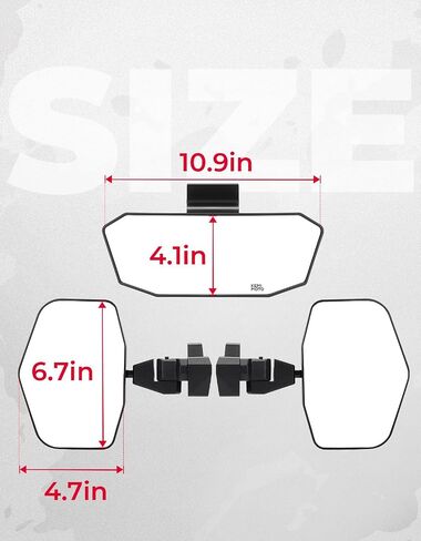 KEMIMOTO UTV Rear View Side and Center Mirror, Steady Convex Wide View Break Away 360 Adjustable Heavy Duty, compatible with Can Am Defender & Defender Max HD5 HD8 HD9 HD10 Can Am Defender Accessories in Saudi Arabia