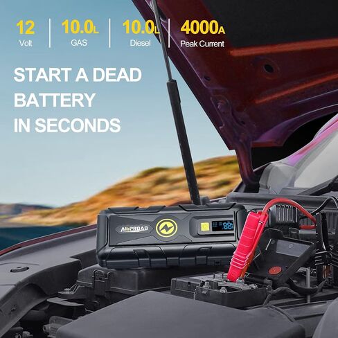 Jump Starter 4000A for Truck Up to 10.0L Gas & Diesel Engines, Portable and Compact Jump Box, Build-in LED Flashlight Car Emergency Kit with Case in Saudi Arabia