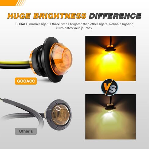 GOOACC 3/4 Inch Bullet Side Marker Light 10PCS Amber Round Clearance LED Front Rear Side Marker Indicator Light for Trailer Van Caravan Boat Truck RV Car Bus in Kuwait