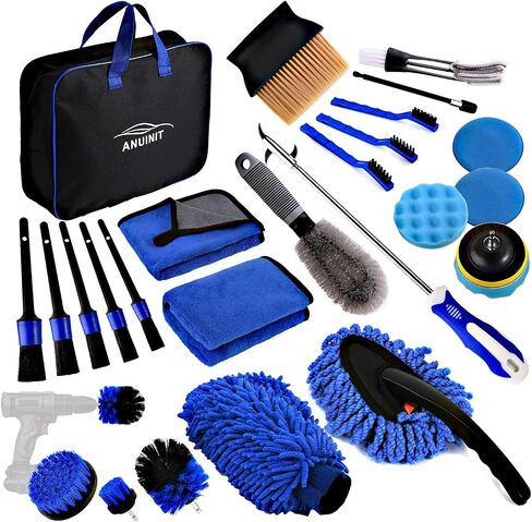 27Pcs Car Detailing Kit Detailing Brush Set, Car Cleaning Kit Car Wash Kit for Car Interior & Exterior with Wheel Brush Car Wash Mitt Sponge Car Dusters Tire Hook Drill Brush Set Detailing in Saudi Arabia