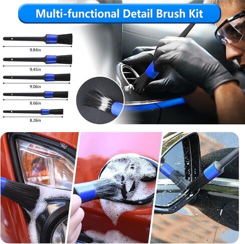 27Pcs Car Detailing Kit Detailing Brush Set, Car Cleaning Kit Car Wash Kit for Car Interior & Exterior with Wheel Brush Car Wash Mitt Sponge Car Dusters Tire Hook Drill Brush Set Detailing in Saudi Arabia