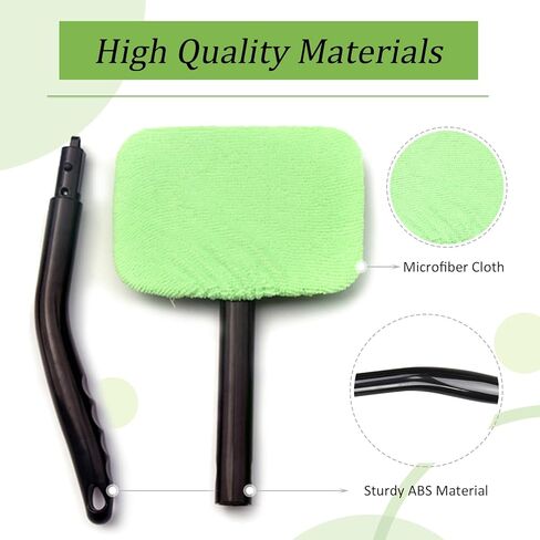 منظف ​​نوافذ السيارة، أداة تنظيف الزجاج الأمامي، طقم تنظيف زجاج نافذة السيارة مع 4 وسادات من الألياف الدقيقة، زجاجة رذاذ 30 مل وفرشاة تنظيف داخلية للسيارات (أخضر) in Kuwait