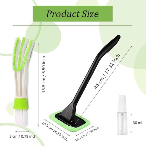 منظف ​​نوافذ السيارة، أداة تنظيف الزجاج الأمامي، طقم تنظيف زجاج نافذة السيارة مع 4 وسادات من الألياف الدقيقة، زجاجة رذاذ 30 مل وفرشاة تنظيف داخلية للسيارات (أخضر) in Kuwait
