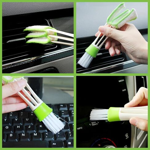 منظف ​​نوافذ السيارة، أداة تنظيف الزجاج الأمامي، طقم تنظيف زجاج نافذة السيارة مع 4 وسادات من الألياف الدقيقة، زجاجة رذاذ 30 مل وفرشاة تنظيف داخلية للسيارات (أخضر) in Kuwait