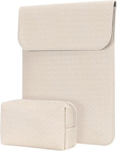 حقيبة كمبيوتر محمول من MOSISO متوافقة مع MacBook Air 13 بوصة M3 A3113 M2 A2681 M1 A2337 A2179 A1932/Pro 13 M2 M1 A2338 A2251 A2289 A2159 A1989 A1706 A1708، حافظة من جلد البولي يوريثان مع حقيبة صغيرة، مشمش in Saudi Arabia