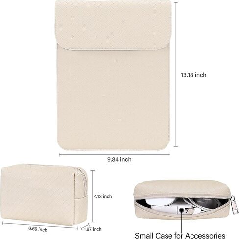 حقيبة كمبيوتر محمول من MOSISO متوافقة مع MacBook Air 13 بوصة M3 A3113 M2 A2681 M1 A2337 A2179 A1932/Pro 13 M2 M1 A2338 A2251 A2289 A2159 A1989 A1706 A1708، حافظة من جلد البولي يوريثان مع حقيبة صغيرة، مشمش in Saudi Arabia