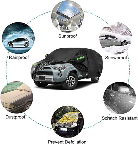 غطاء سيارة متوافق مع Toyota 4runner 1984-2024، 6 طبقات 210T مقاوم للرياح في جميع الأحوال الجوية ومقاوم للماء والأشعة فوق البنفسجية للحماية من أشعة الشمس والغبار والثلج والعواصف مع أغطية خارجية in Kuwait