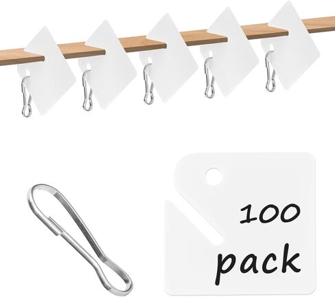 100 قطعة من علامات المفاتيح البلاستيكية مع ملصقات، علامات تعليق بيضاء مع خطافات معدنية معدنية، معرفات علامات حلقة المفاتيح الفارغة لخزائن المفاتيح وصناديق وخزائن المنزل والمكتب والمرآب in Kuwait