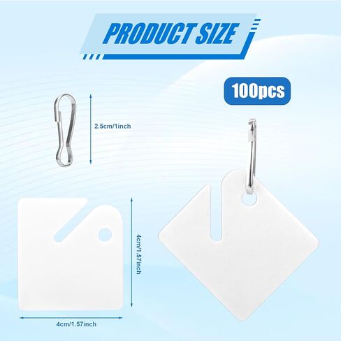 100 قطعة من علامات المفاتيح البلاستيكية مع ملصقات، علامات تعليق بيضاء مع خطافات معدنية معدنية، معرفات علامات حلقة المفاتيح الفارغة لخزائن المفاتيح وصناديق وخزائن المنزل والمكتب والمرآب in Kuwait