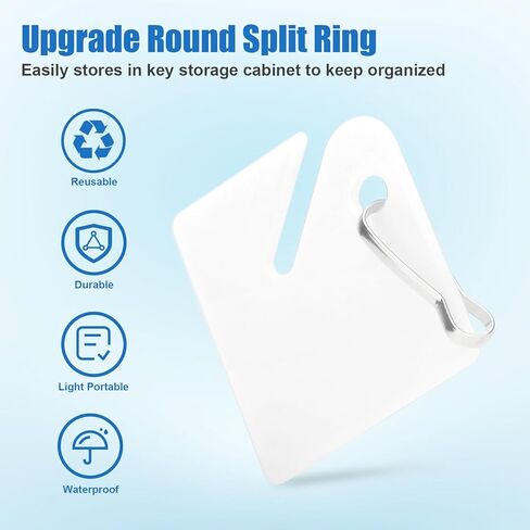 100 قطعة من علامات المفاتيح البلاستيكية مع ملصقات، علامات تعليق بيضاء مع خطافات معدنية معدنية، معرفات علامات حلقة المفاتيح الفارغة لخزائن المفاتيح وصناديق وخزائن المنزل والمكتب والمرآب in Kuwait