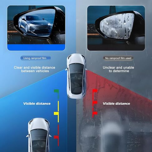 قطعتان من الدروع الواقية لملحقات طراز Tesla 3-2024 Model 3 - ملصق/فيلم ممتاز مضاد للمطر، فيلم مرآة مضاد للوهج والضباب مسعور - حلول متقدمة للحماية من المطر ومنع الضباب in Kuwait