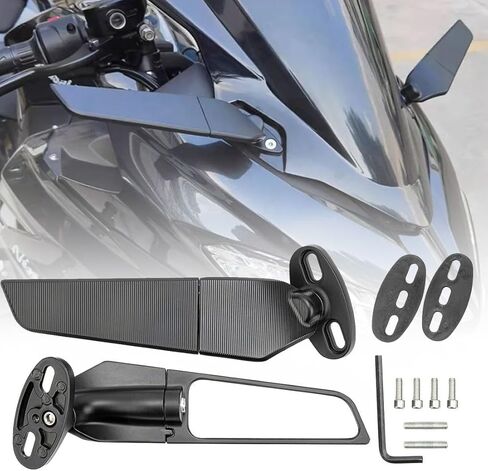 2 قطعة دراجة نارية مرآة الرؤية الخلفية الرياح الجناح المرايا الجانبية لكاواساكي نينجا 250 300 400 650 H2 H4 in Kuwait