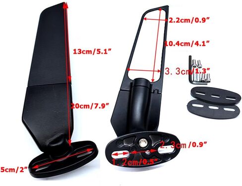 2 قطعة دراجة نارية مرآة الرؤية الخلفية الرياح الجناح المرايا الجانبية لكاواساكي نينجا 250 300 400 650 H2 H4 in Kuwait