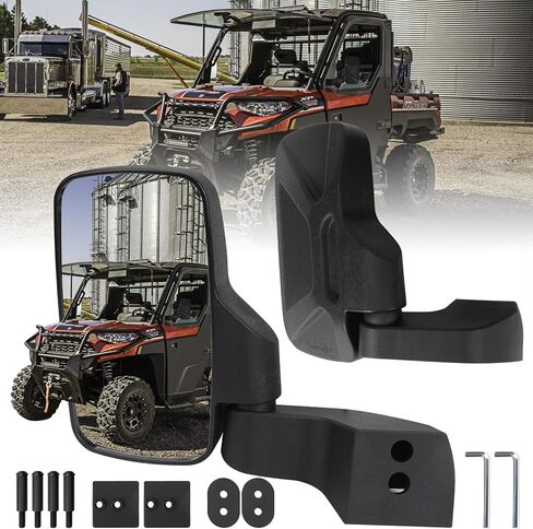 مرآة جانبية رينجر مثبتة على الباب، متوافقة مع Polaris Ranger Crew SP XP 570 1000 2018 2019 2020 2021 2022 2023 و Commercial Pro XD 2019 2020 2021 2022 2023 (فقط للباب الكامل) in Kuwait