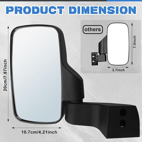 مرآة جانبية رينجر مثبتة على الباب، متوافقة مع Polaris Ranger Crew SP XP 570 1000 2018 2019 2020 2021 2022 2023 و Commercial Pro XD 2019 2020 2021 2022 2023 (فقط للباب الكامل) in Kuwait