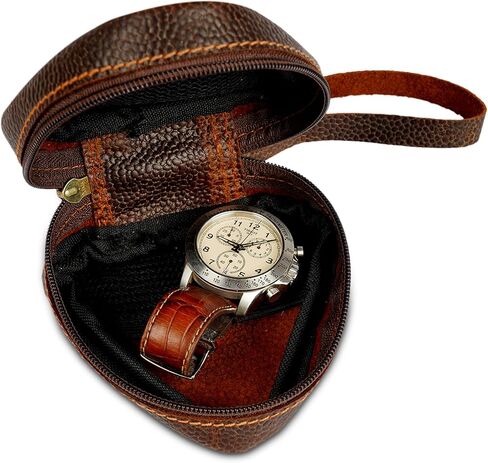 إكسسوارات السفر الجلدية للرجال، حافظات إكسسوارات الإلكترونيات للكابل، شاحن الهاتف، USB، صندوق تخزين الساعة، محرك القلم، حقيبة بسحاب لحمل سماعة الأذن، بني، 3.6 طول × 3.6 طول × 3.6 طول × 1.2 عرض بوصة in Kuwait