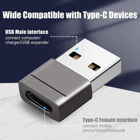 حزمة محول USB C إلى USB مكونة من قطعتين - محول كابل محول USB C أنثى إلى USB ذكر من الألومنيوم - نقل بيانات عالي السرعة 2.0 أمبير - متوافق مع iPhone وiPad وGoogle Pixel وSamsung والمزيد in Kuwait