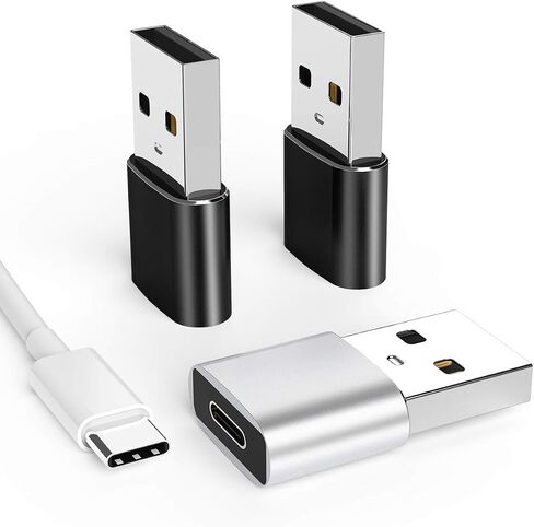 3Pack USB to USB C Adapter USB-A to USB-C Adapter USBC Type-c Female Thunderbolt 2 3 USBA Male Power Charger Connector for Apple iPhone 12 11 Mini pro max Airpods Ipad air Galaxy Google Pixel in Saudi Arabia