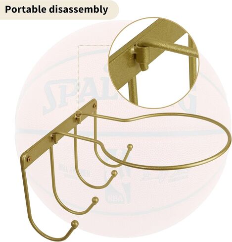 قطعتان من حامل الكرة الذهبي العالمي المثبت على الحائط، حامل عرض تخزين الكرة المعدنية مع 4 خطاف، حامل حامل الكرة لكرة السلة وكرة القدم وكرة القدم الطائرة in Kuwait