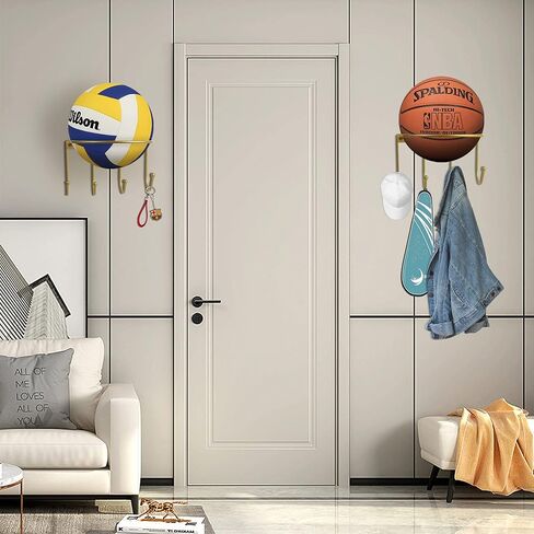 قطعتان من حامل الكرة الذهبي العالمي المثبت على الحائط، حامل عرض تخزين الكرة المعدنية مع 4 خطاف، حامل حامل الكرة لكرة السلة وكرة القدم وكرة القدم الطائرة in Kuwait