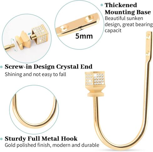 Curtain Holdback, Curtain Tiebacks Hooks Crystal Curtain Holders Wall Mounted Decorative Curtain Pull Back for Drapes Metal Heavy Duty Window Treatment U Shaped Curtain Drapery Holdbacks Black 2 Pack in Saudi Arabia