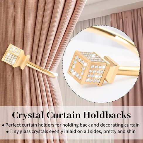 Curtain Holdback, Curtain Tiebacks Hooks Crystal Curtain Holders Wall Mounted Decorative Curtain Pull Back for Drapes Metal Heavy Duty Window Treatment U Shaped Curtain Drapery Holdbacks Black 2 Pack in Saudi Arabia