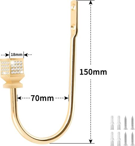 Curtain Holdback, Curtain Tiebacks Hooks Crystal Curtain Holders Wall Mounted Decorative Curtain Pull Back for Drapes Metal Heavy Duty Window Treatment U Shaped Curtain Drapery Holdbacks Black 2 Pack in Saudi Arabia