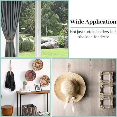 Curtain Holdback, Curtain Tiebacks Hooks Crystal Curtain Holders Wall Mounted Decorative Curtain Pull Back for Drapes Metal Heavy Duty Window Treatment U Shaped Curtain Drapery Holdbacks Black 2 Pack in Saudi Arabia