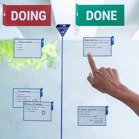 PATboard Scrum Board and Kanban Board - 16 Task Cards Medium - with nanocups® for Glass - Black in Saudi Arabia