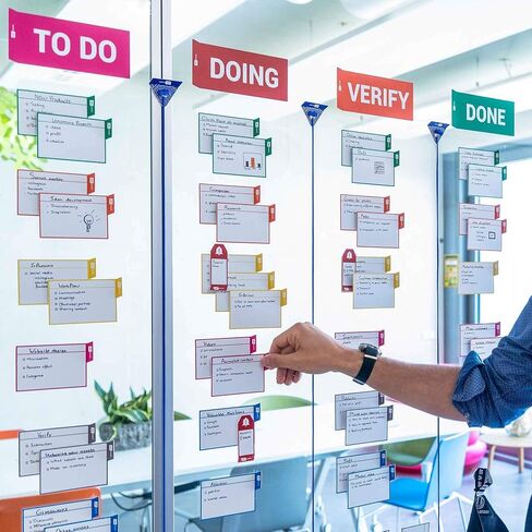PATboard Scrum Board and Kanban Board - 16 Task Cards Medium - with nanocups® for Glass - Black in Saudi Arabia