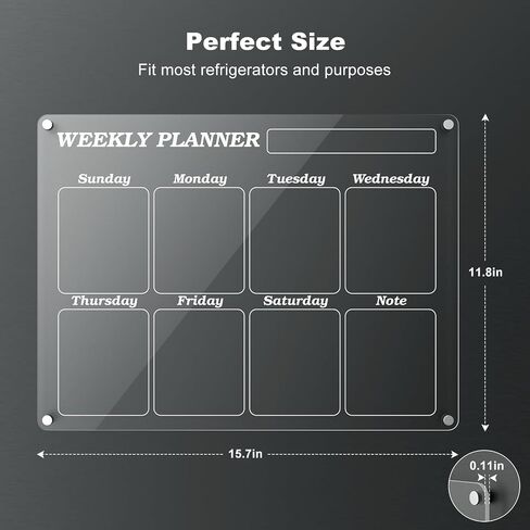 Acrylic Magnetic Dry Eraser Boards Sets for Fridge,Kovesayi 2-Pack Monthly & Weekly Calendar Planner Noteboard Set for Refrigerator,Kitchen Home Must Have, with 4 Markers and 1 Eraser - Clear in Saudi Arabia