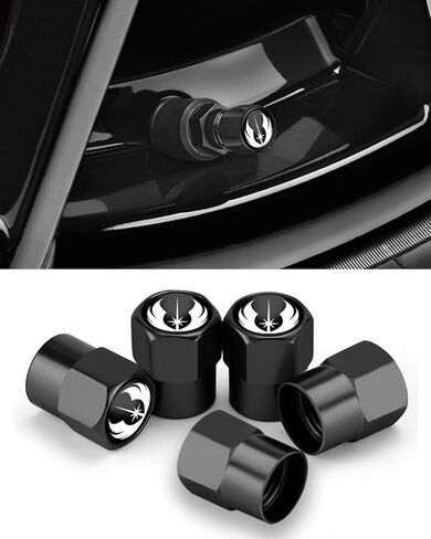 5 قطع من أغطية جذع صمام إطارات حرب النجوم، أغطية إطارات معدنية تناسب جندي العاصفة، أغطية صمامات عالمية مقاومة للتآكل للسيارات والشاحنات والدراجات النارية وسيارات الدفع الرباعي والدراجات، أغطية صمامات إطارات - أسود in Kuwait