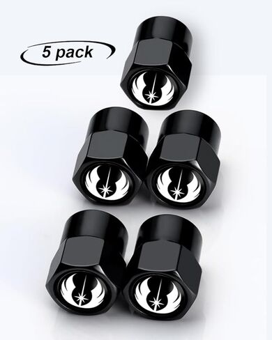 5 قطع من أغطية جذع صمام إطارات حرب النجوم، أغطية إطارات معدنية تناسب جندي العاصفة، أغطية صمامات عالمية مقاومة للتآكل للسيارات والشاحنات والدراجات النارية وسيارات الدفع الرباعي والدراجات، أغطية صمامات إطارات - أسود in Kuwait