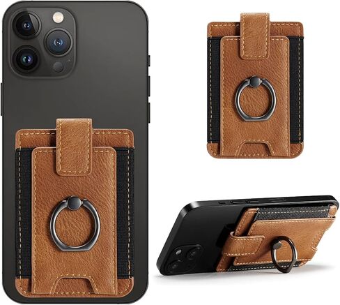 WWW Card Holder with Stand for Back of Phone, Stick on Phone Wallet, PU Leather Card Holder Card Sleeve Pouch Multifunctional Phone Stand Compatible with iPhone Samsung Smartphones,Black in Saudi Arabia