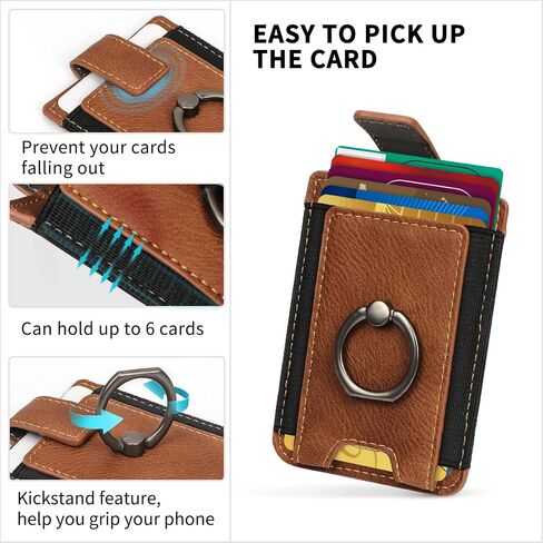 WWW Card Holder with Stand for Back of Phone, Stick on Phone Wallet, PU Leather Card Holder Card Sleeve Pouch Multifunctional Phone Stand Compatible with iPhone Samsung Smartphones,Black in Saudi Arabia