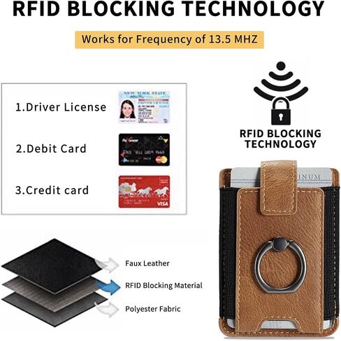 WWW Card Holder with Stand for Back of Phone, Stick on Phone Wallet, PU Leather Card Holder Card Sleeve Pouch Multifunctional Phone Stand Compatible with iPhone Samsung Smartphones,Black in Saudi Arabia