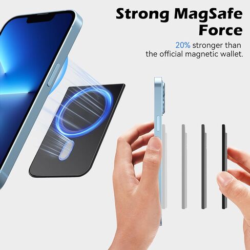 محفظة مغناطيسية من imluckies لهاتف iPhone Magsafe مع حامل بطاقة لاصق واحد على كم المحفظة، جيب مزدوج مغناطيسي قابل للتمدد، حامل محفظة لبطاقة الهوية الائتمانية لسلسلة iPhone 15/14/13/12، أزرق فاتح in Kuwait