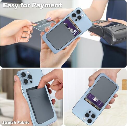 محفظة مغناطيسية من imluckies لهاتف iPhone Magsafe مع حامل بطاقة لاصق واحد على كم المحفظة، جيب مزدوج مغناطيسي قابل للتمدد، حامل محفظة لبطاقة الهوية الائتمانية لسلسلة iPhone 15/14/13/12، أزرق فاتح in Kuwait