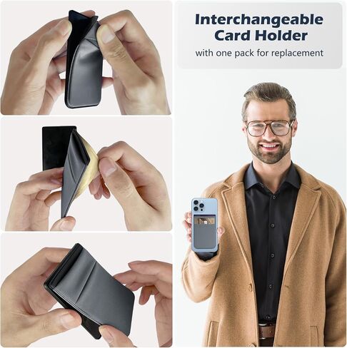 محفظة مغناطيسية من imluckies لهاتف iPhone Magsafe مع حامل بطاقة لاصق واحد على كم المحفظة، جيب مزدوج مغناطيسي قابل للتمدد، حامل محفظة لبطاقة الهوية الائتمانية لسلسلة iPhone 15/14/13/12، أزرق فاتح in Kuwait