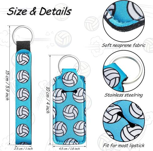 Sureio 20 Pieces Volleyball lipstick Holder Keychains Lanyard Set Volleyball Gifts for team Volleyball Portable Wristlet Keychain Lanyard for lipstick (Multi Colors, Volleyball) in Saudi Arabia