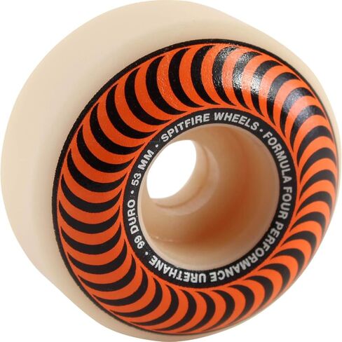 Spitfire Wheels Formula Four Classic Swirl White w/Orange Skateboard Wheels - 53mm 99a (Set of 4) in Saudi Arabia