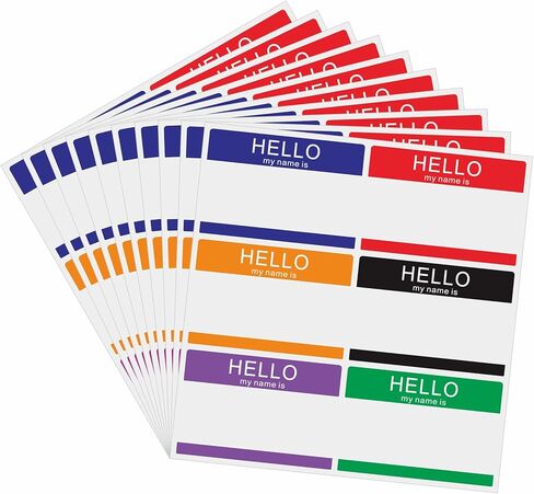 60 قطعة من ملصقات Hello My Name is، بطاقات أسماء ملونة للمكتب والاجتماعات والمدرسة والمعلمين والبريد 3-1/2"× 2-3/8" - 6 ألوان لكل ورقة (10 ورقات) in Saudi Arabia