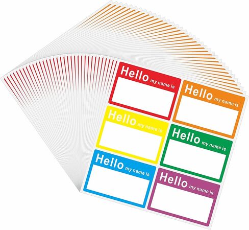 60 Pcs Hello My Name is Stickers Bright Colorful Trendy Name Badge Tag Labels for Office, Meeting,Party and Mailing 3-1/2 × 2-3/8 Inch - 6 Color Per Sheet,10 Sheets（Style A） in Kuwait