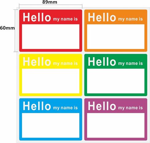 60 Pcs Hello My Name is Stickers Bright Colorful Trendy Name Badge Tag Labels for Office, Meeting,Party and Mailing 3-1/2 × 2-3/8 Inch - 6 Color Per Sheet,10 Sheets（Style A） in Kuwait