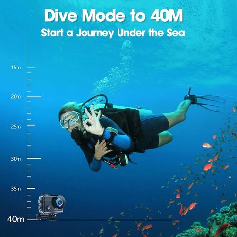 Action Cam 4K, 20MP 50FPS Wi-Fi 40M Underwater Camcorder with 2" IPS Touch Screen, 170° Ultra HD Wide Angle Lens, Remote Control, 2 Rechargeable Batteries in Saudi Arabia