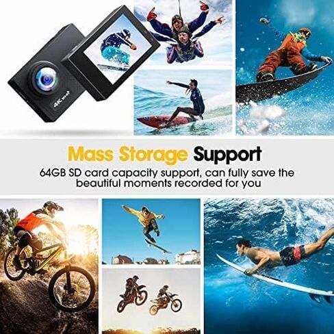 Action Cam 4K, 20MP 50FPS Wi-Fi 40M Underwater Camcorder with 2" IPS Touch Screen, 170° Ultra HD Wide Angle Lens, Remote Control, 2 Rechargeable Batteries in Saudi Arabia