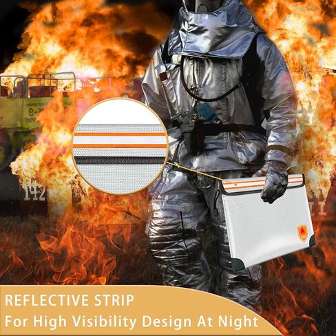 حقيبة مستندات مقاومة للحريق - 2200 درجة فهرنهايت مع حقيبة نقود عازلة للحرارة ومقاومة للحريق للنقود مع سحاب وشريط عاكس، وحقيبة مستندات مقاومة للماء وصندوق مقاوم للحريق للأشياء الثمينة، فضي صغير in Kuwait